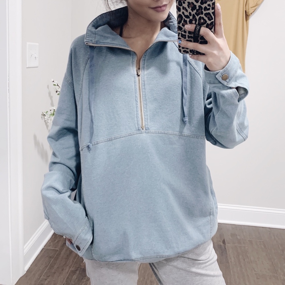 Denim Half Zip Pullover - Picture 6 of 8